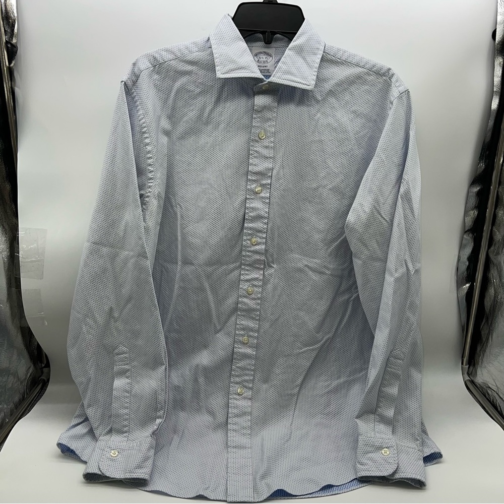 Brooks Brothers Light Blue Diamond Patter on White Dress Shirt-Size 16.5-35
